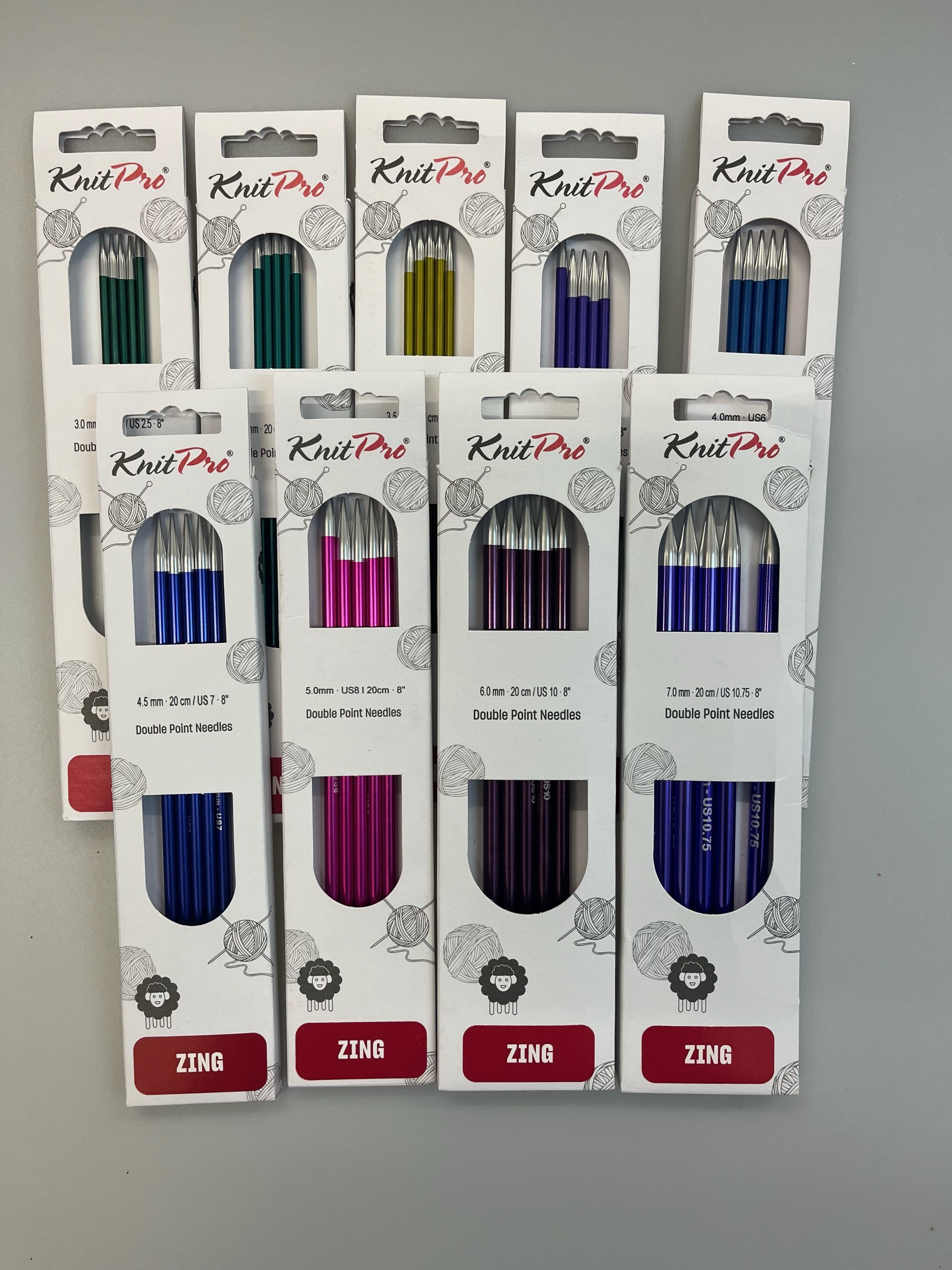 Knit Pro Zing Double Pointed Needles (DPNs) Set of 5 20cm
